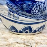 Chinese vase in blue-white porcelain decorated with lotus flowers