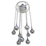 Modernist 9-Light Chandelier attributed to Angelo Brotto for Esperia, 1970s