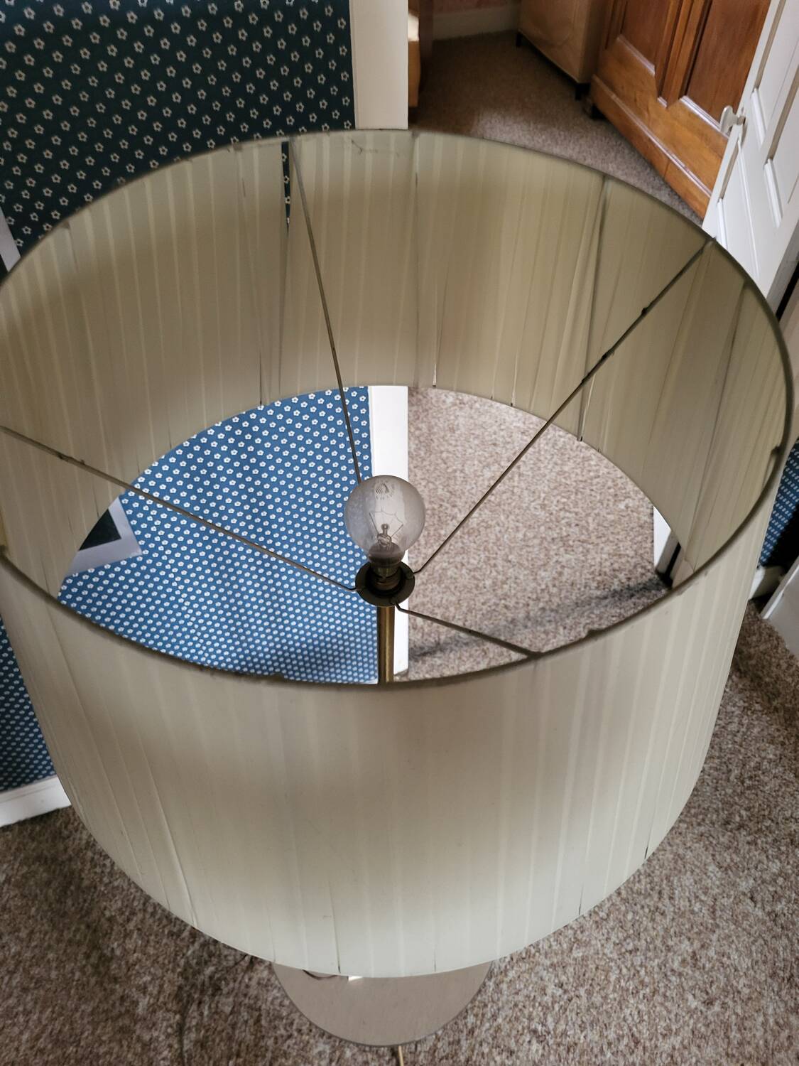 Vintage brass pedestal floor lamp