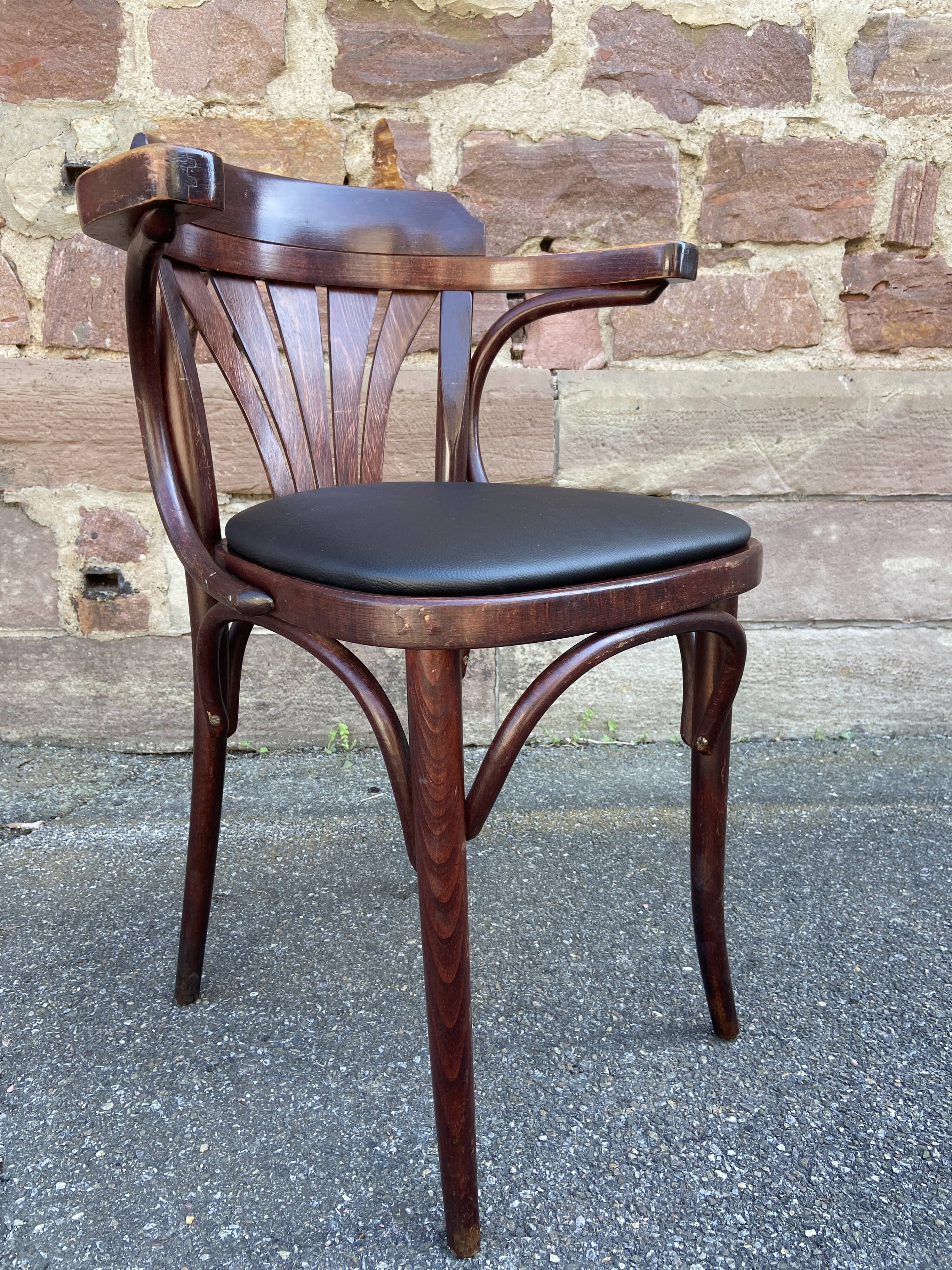 pair of armchairs restaurant curved wood vintage 80s