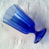 8 vintage aperitif glasses in cobalt blue coloured glass from Portugal.