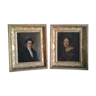 Pair portraits oil on canvas