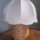 Bedside lamp foot ball in natural fiber, rattan, pink lampshade