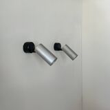 Pair of vintage adjustable brushed aluminum wall lights, France, 1970s