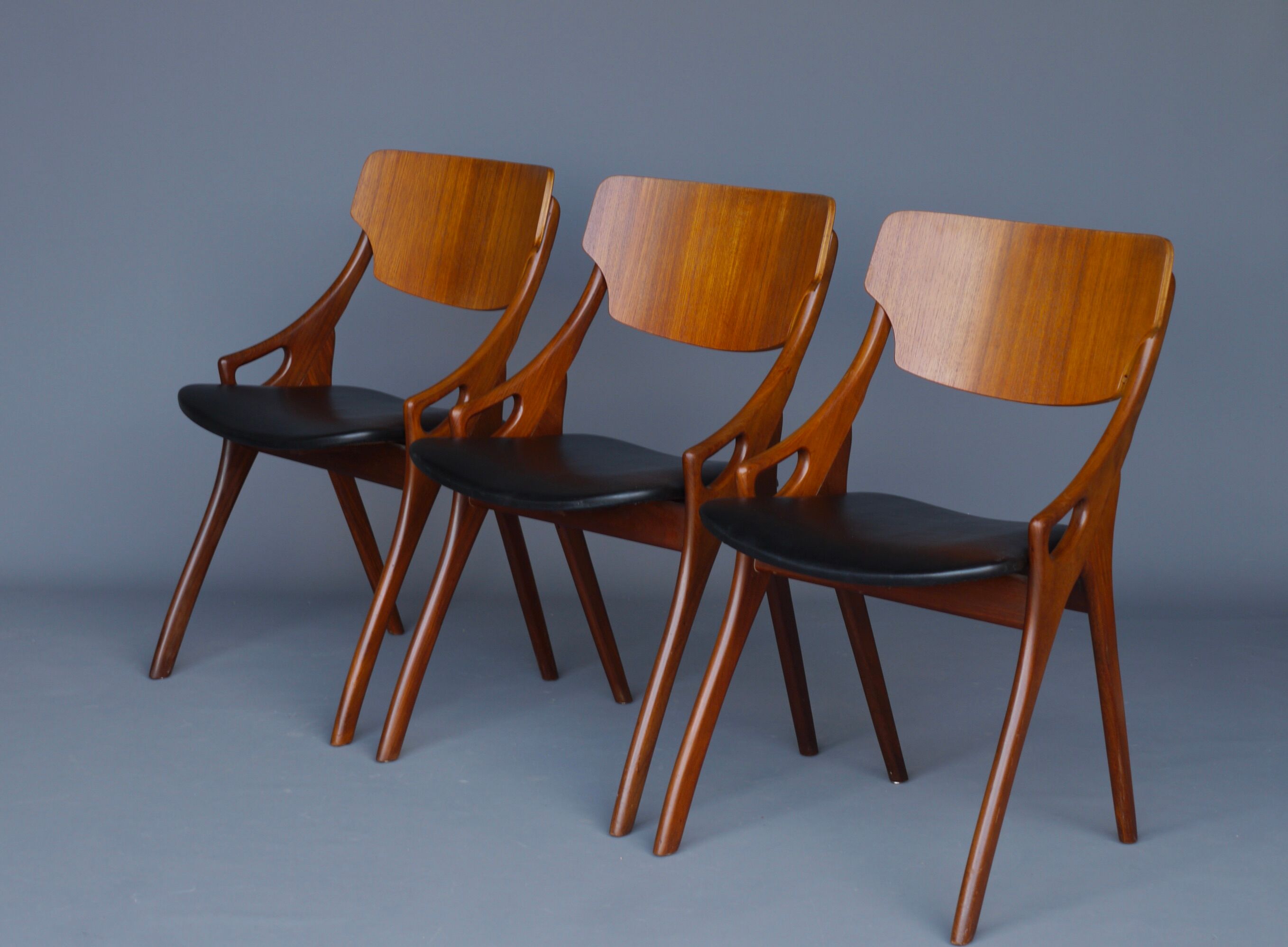 Danish Teak Chairs by Arne Hovmand Olsen for Mogens Kold, 1960s, Set of 3
