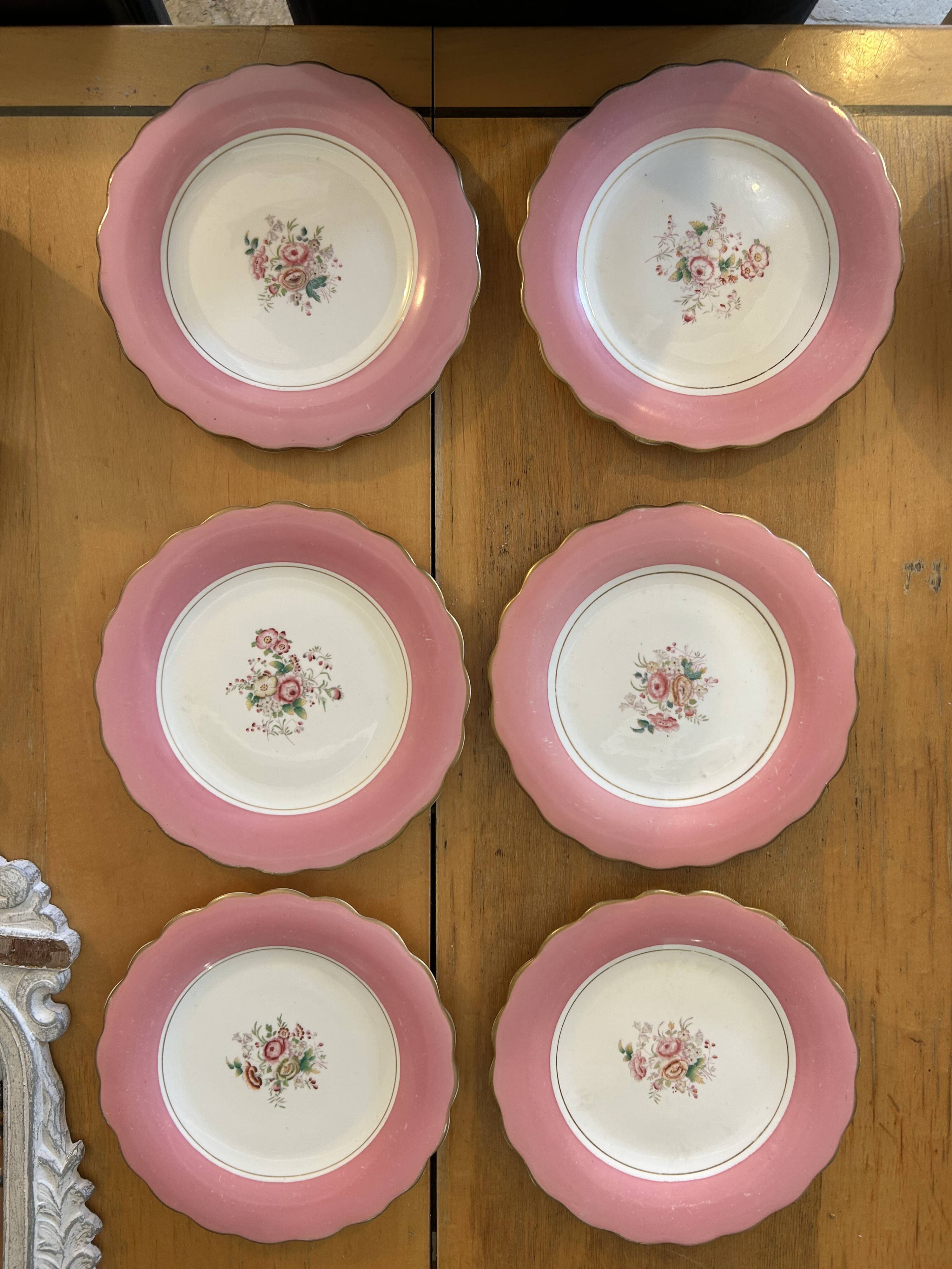 Vintage dessert service / antique in porcelain in colour
