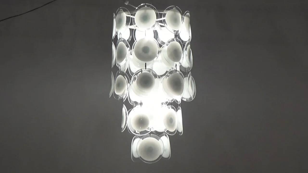 Italian mid-century Murano, Venetian glass disc chandelier by Vistosi