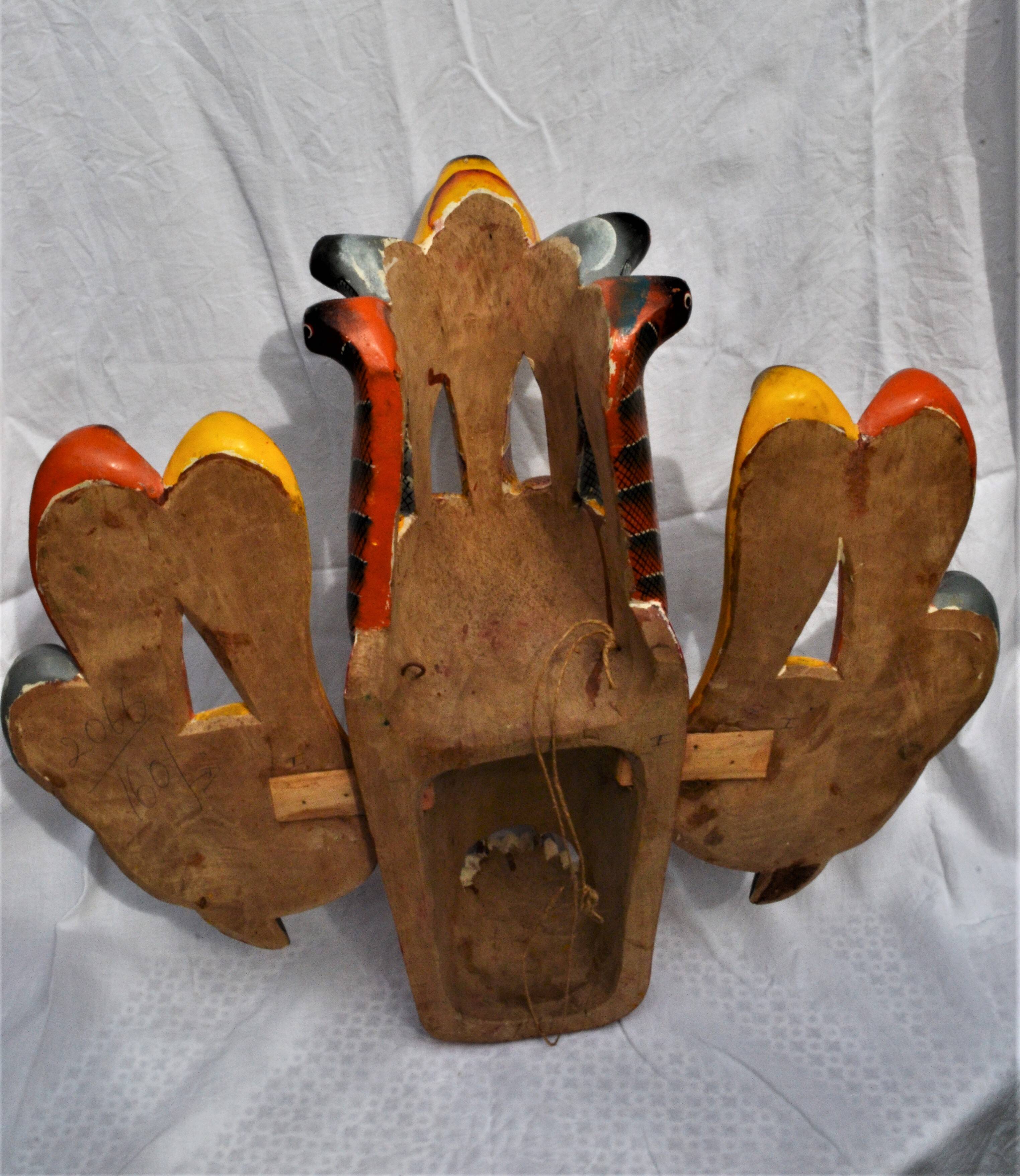 Old oriental mask - carved wood - sri lanka - hand painted