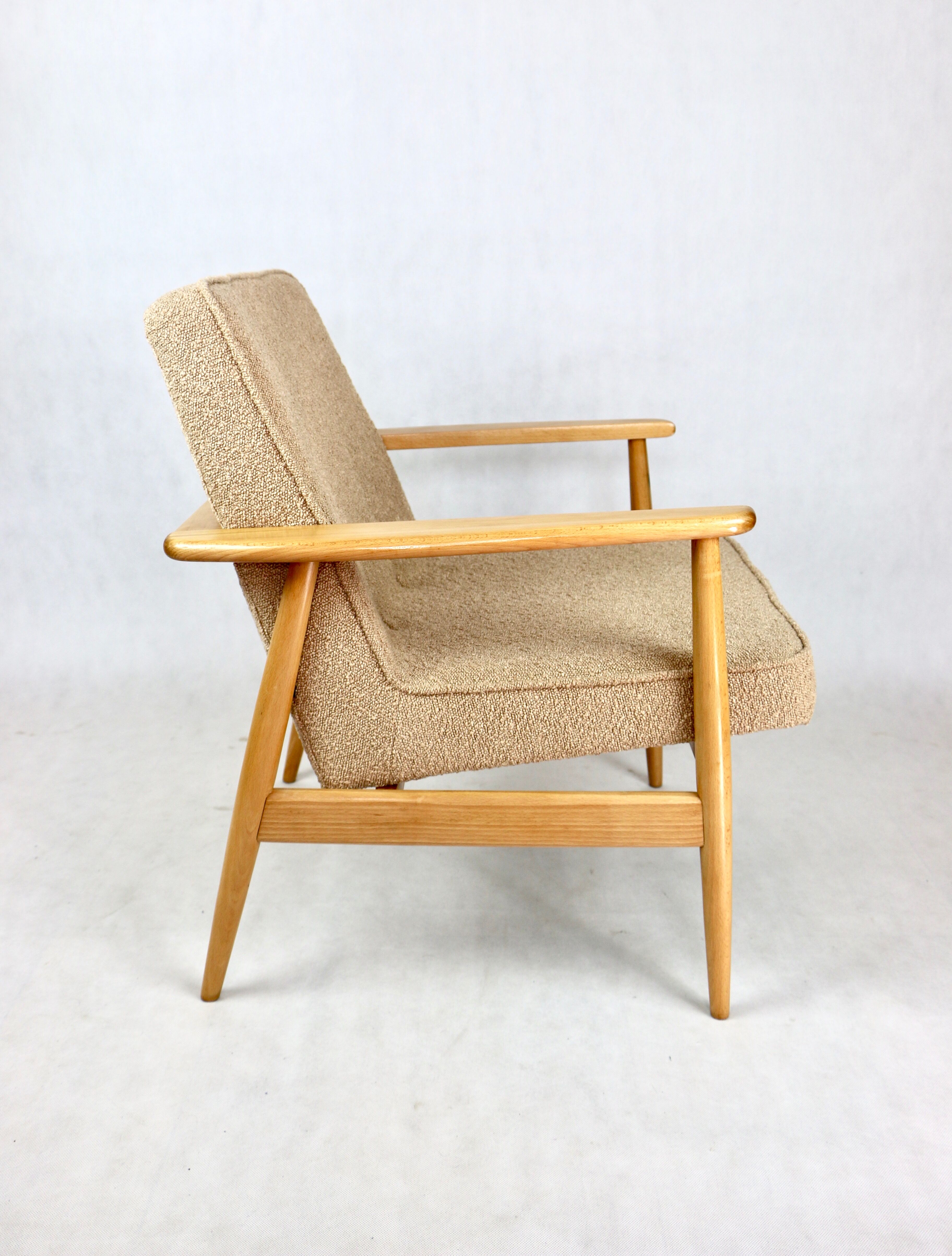 Beige boucle gfm63 lounge chair by J. Kedziorek, 1970s
