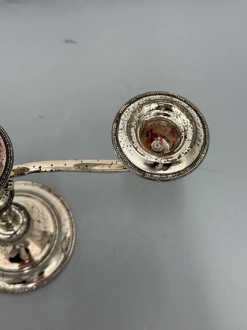Bougeoir vintage argenté à 3 bras