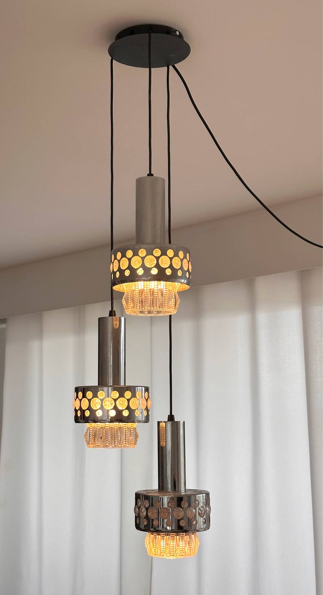 Trio de suspensions Raak Amsterdam type Space Age 1970