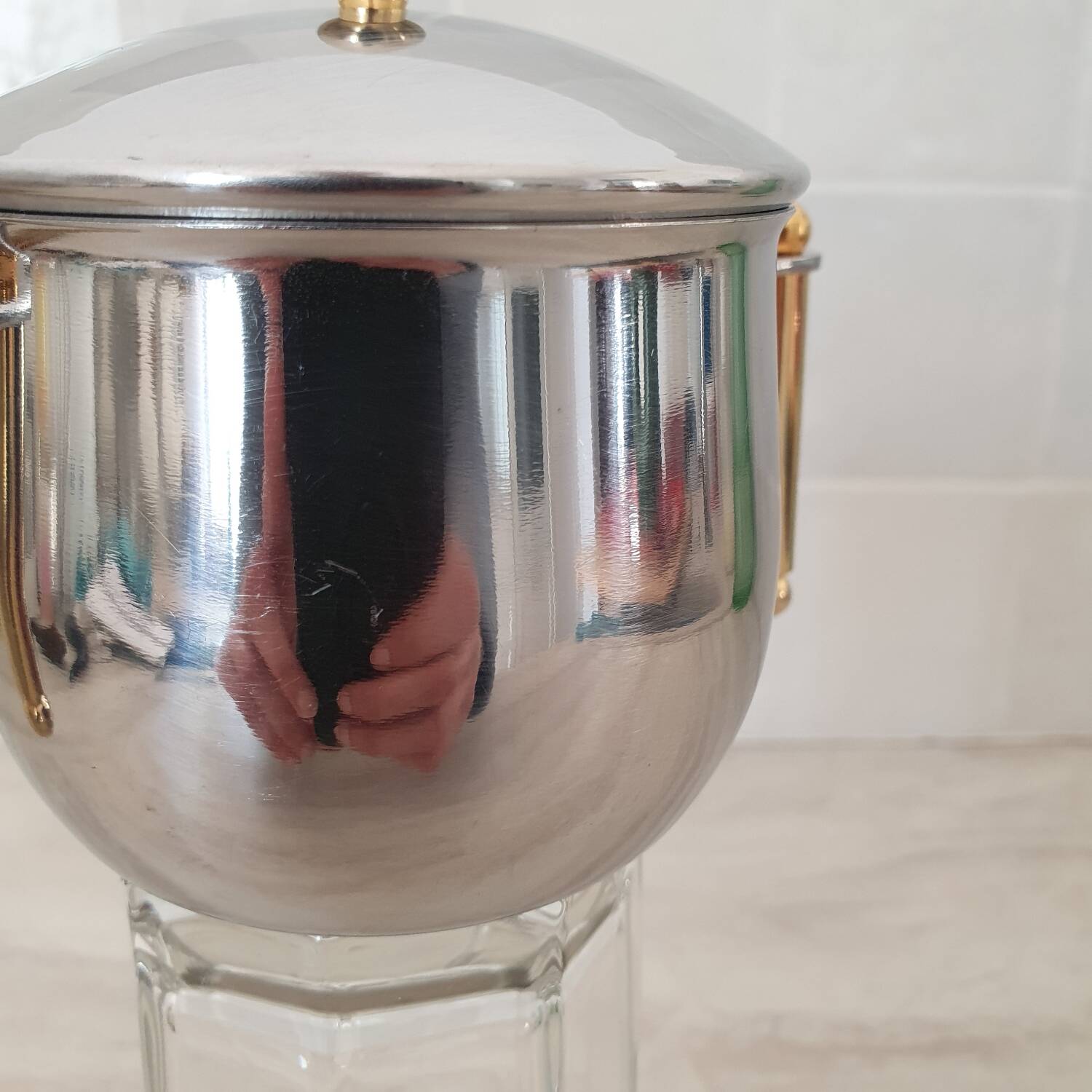 Stainless steel sugar bowl GA 18/10 made in Italy