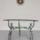 Table basse verre et métal design années 80 personnages métal vintage