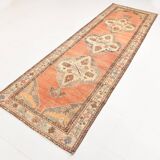 3x11 Red & Beige Oriental Vintage Runner Rug, 107x336Cm