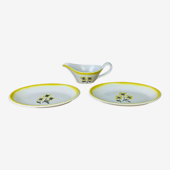 Saucer and two raviers vintage earthenware