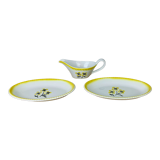 Saucière et deux raviers en faïence vintage