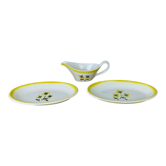 Saucer and two raviers vintage earthenware