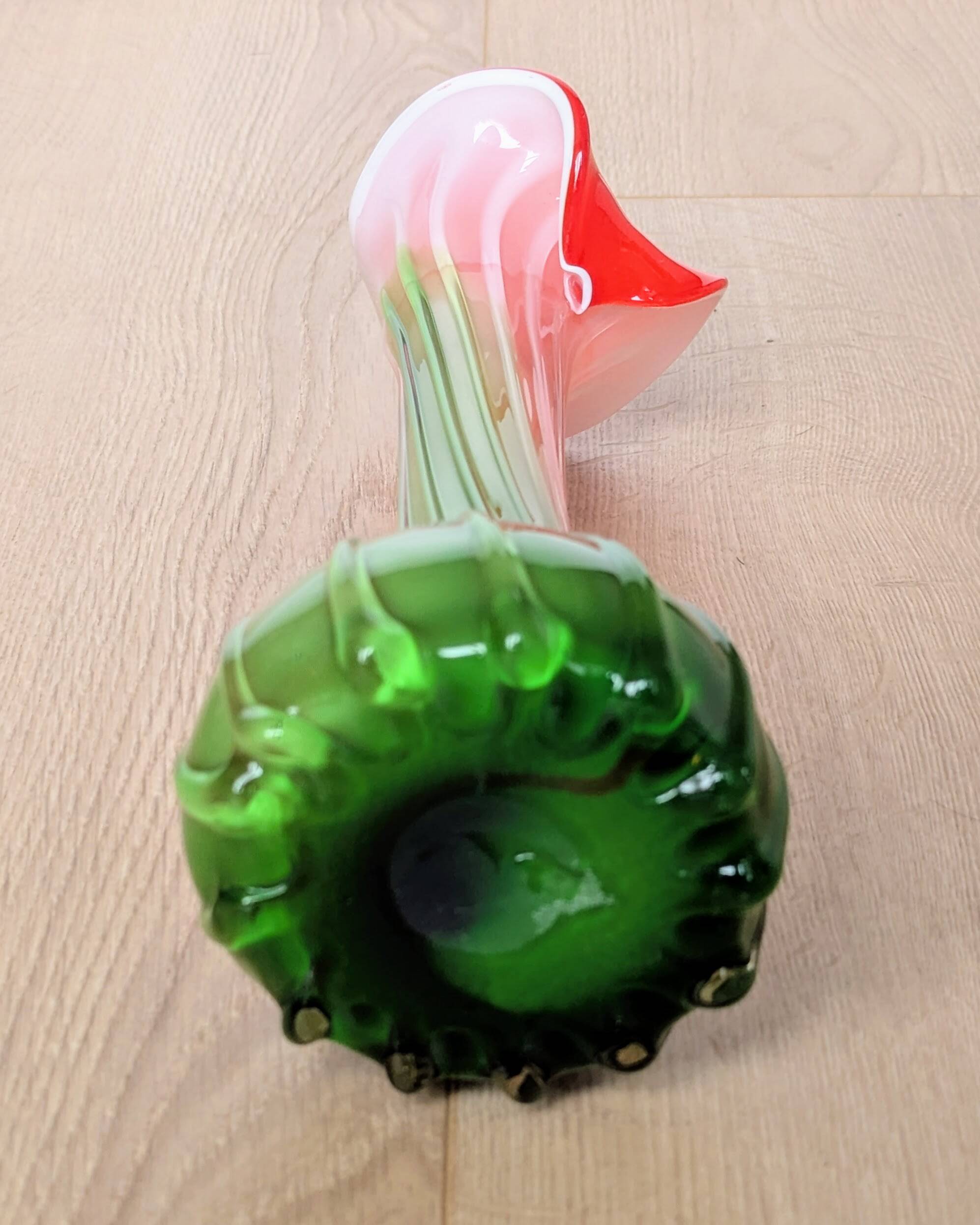 Murano Glass Vase Calla Lily - blown ribbed floral - Italy - Art Deco - 1970-1980