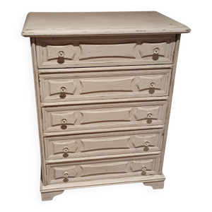 Commode 5 tiroirs, peinte