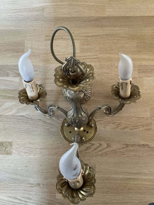 Lustre 3 branches en bronze véritable