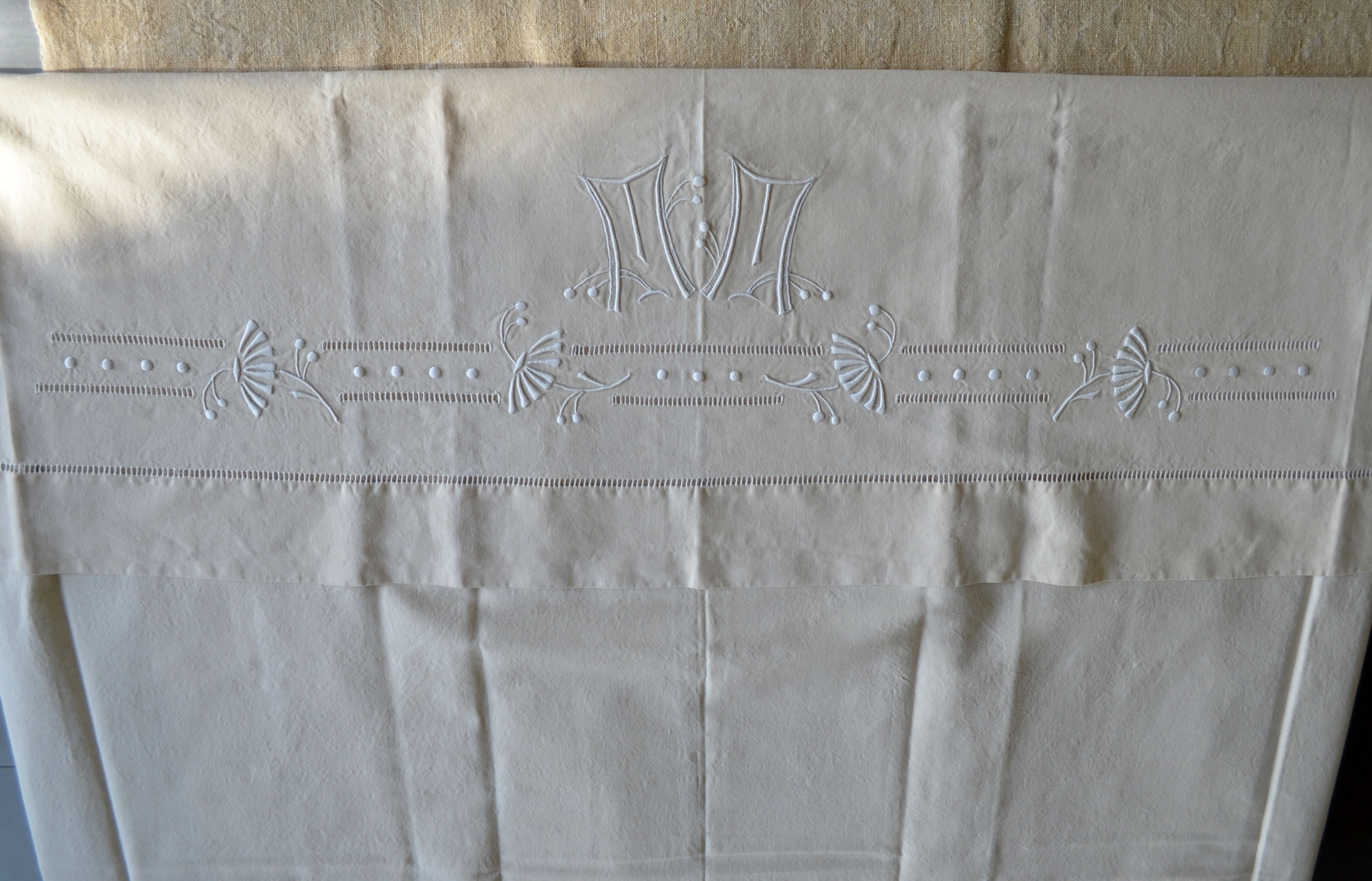 Hand-embroidered antique sheet