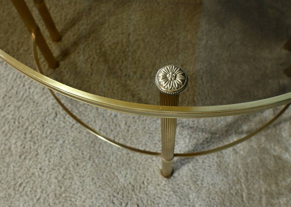 Tripartite Glass Coffee Table, Maison Baguès style – 1950