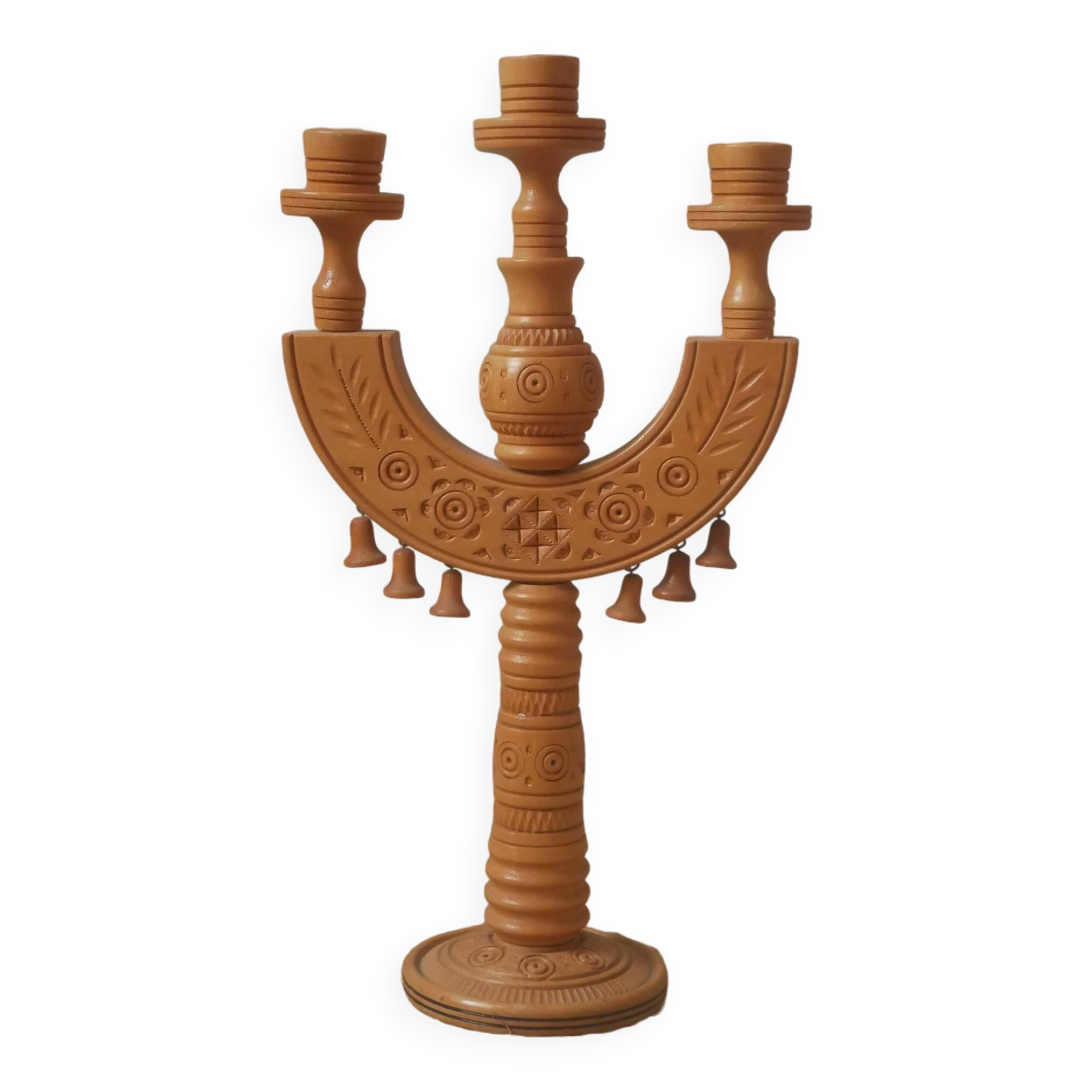 Candlestick candle holder candelabra old carved wood handcrafted Scandinavian folk decoration