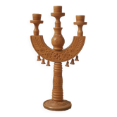 Candlestick candle holder candelabra old carved wood handcrafted Scandinavian folk decoration