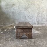 Petit banc bas asiatique en teck ancien upcyclé H:21 l:23 L:70