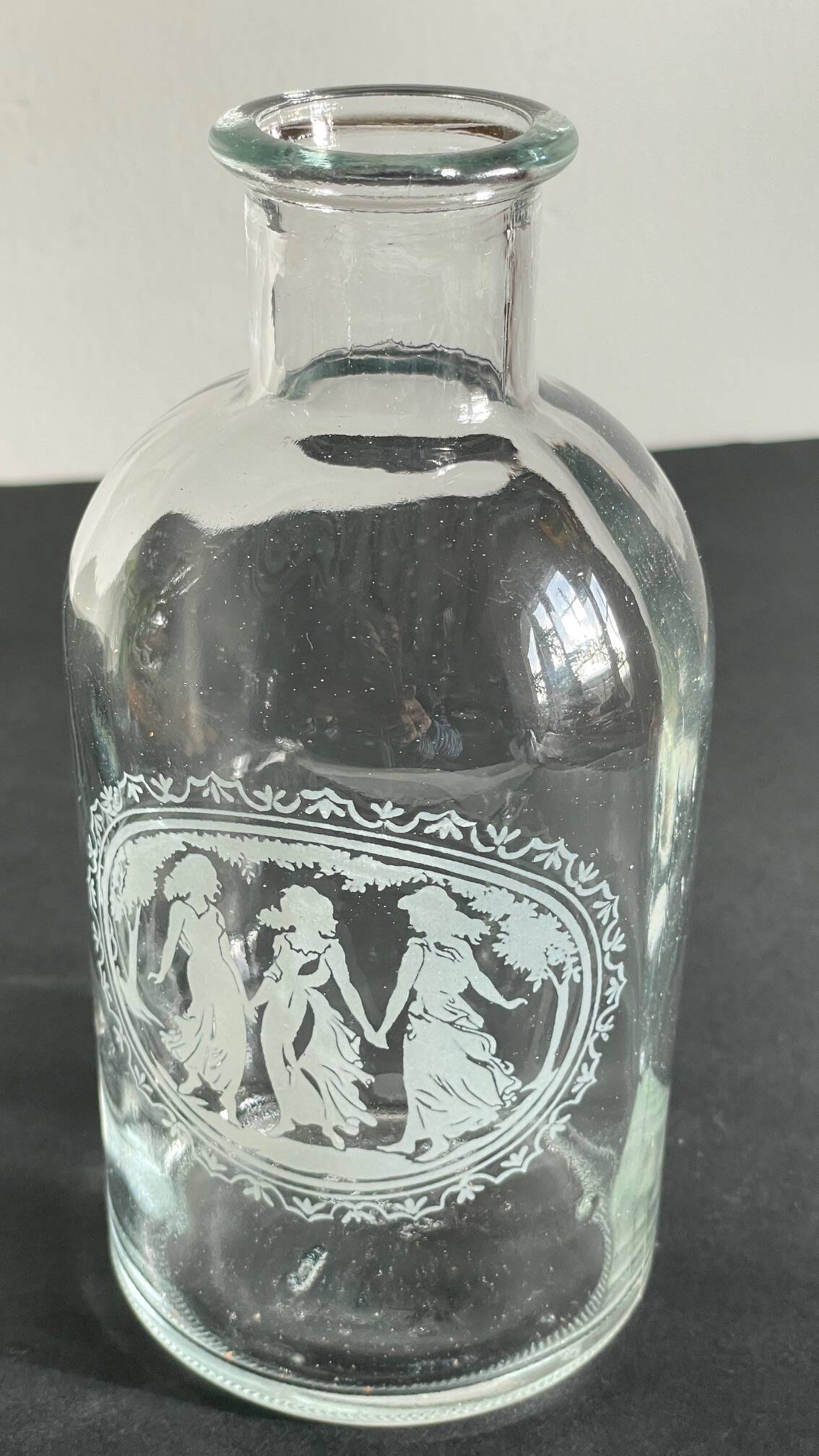 BOTTLES Engraved Glass and VINTAGE Wood