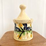 Hand painted ceramic covered pot