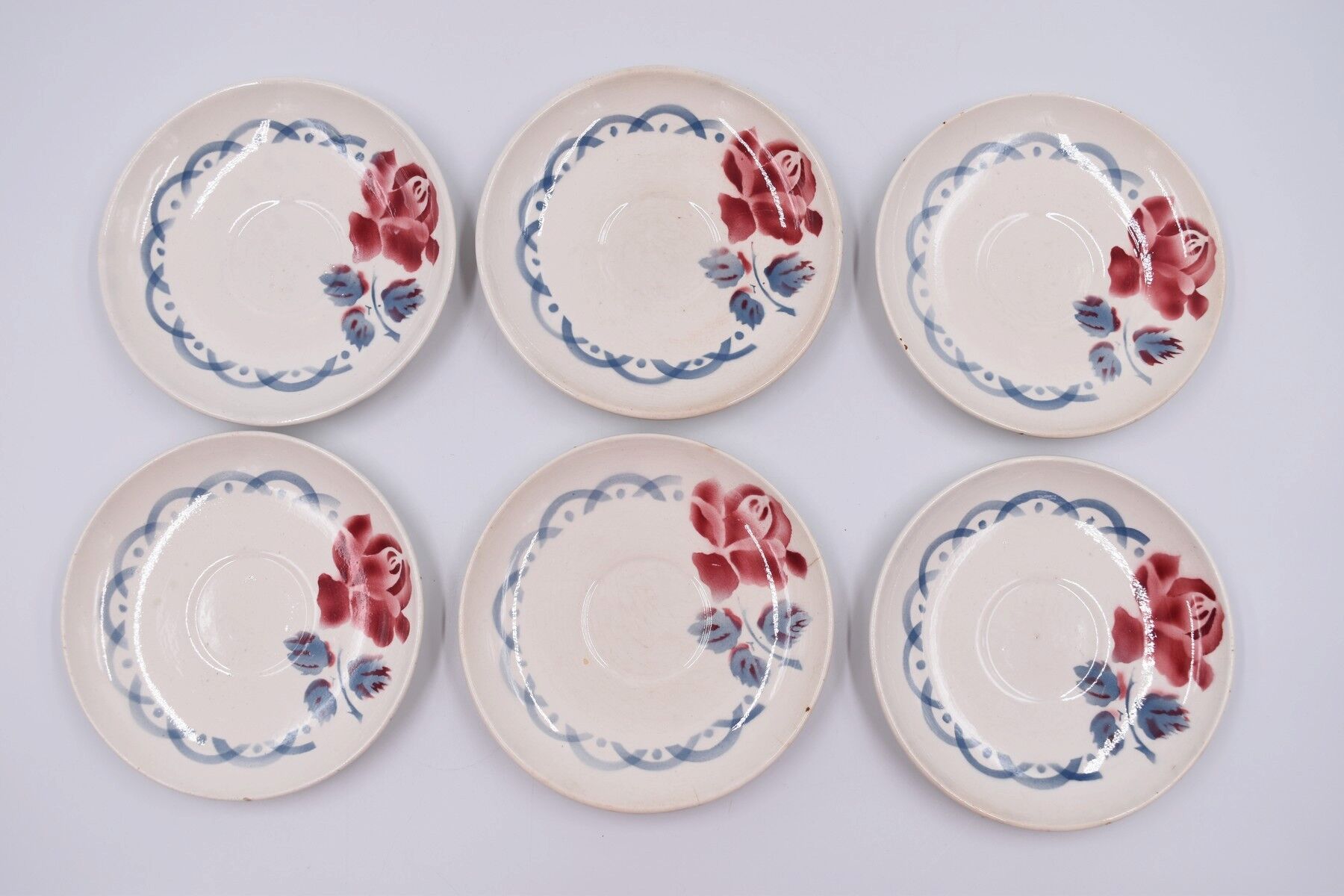 6 cups and under coffee cups Digoin Sarreguemines décor Cannes