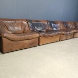 Vintage 5 pc leather DS46 modular sofa by De Sede, 1970s