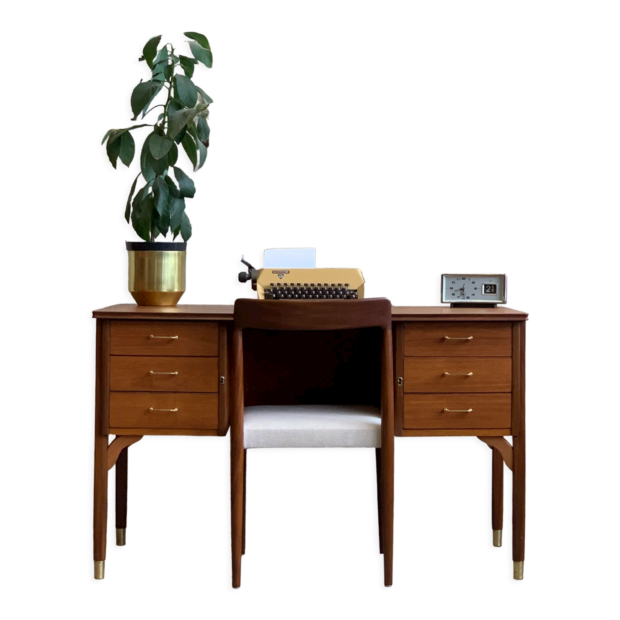 Bureau en teck sur pieds en palissandre, 60s Norvège, vintage