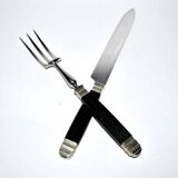 NILOX Stainless steel and ebony meat cover Empire knife + fork set
