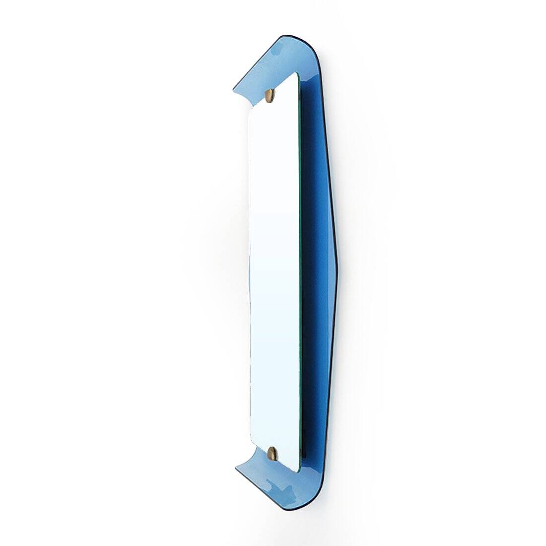 Mirror with blue glass frame by Cristal Art, 1950s