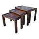 Set 3 vintage dark wooden nesting tables 1970s brutalist