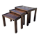 Set 3 vintage dark wooden nesting tables 1970s brutalist