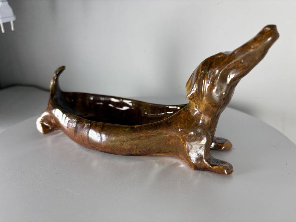 Dachshund ceramic dish 1960 france vintage
