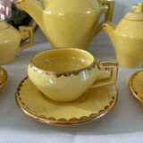 Service à café vintage. Tasses à café en faïence jaune vintage - Service à thé jaun