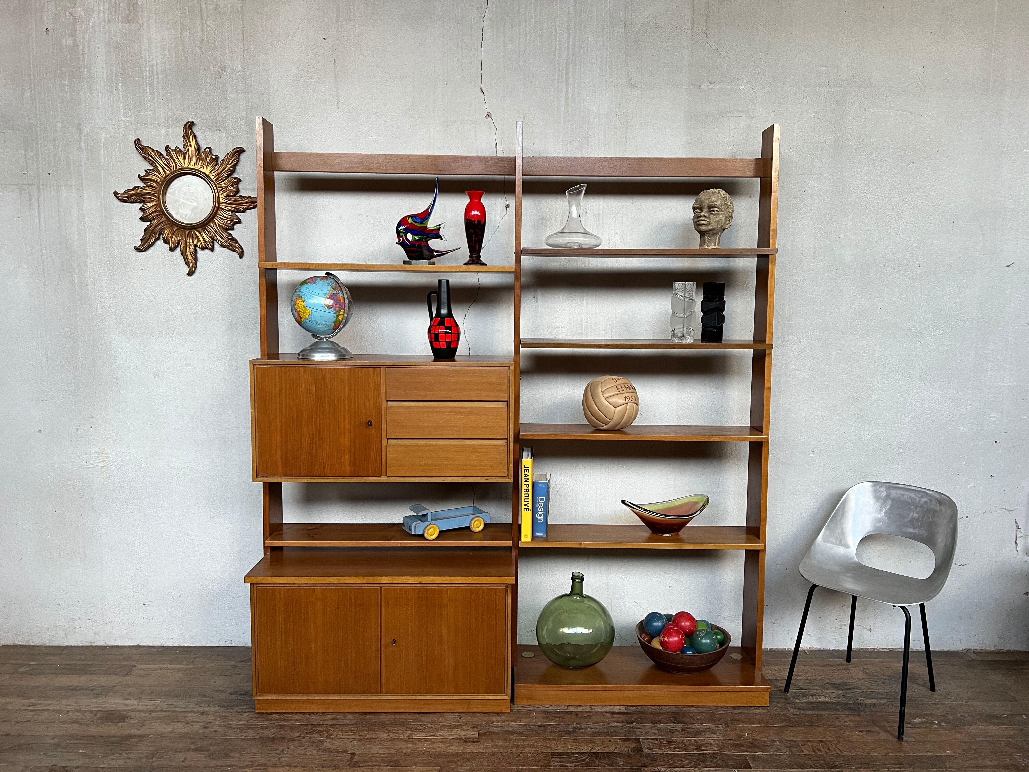 Etagère bibliothèque scandinave en teck 1960