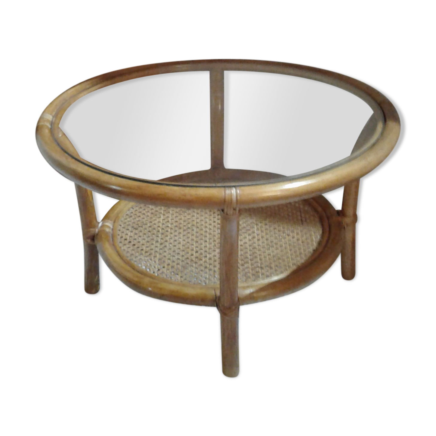 Rattan Coffee Table And Glass Tray Canage Selency