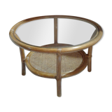 Rattan coffee table and glass tray canage