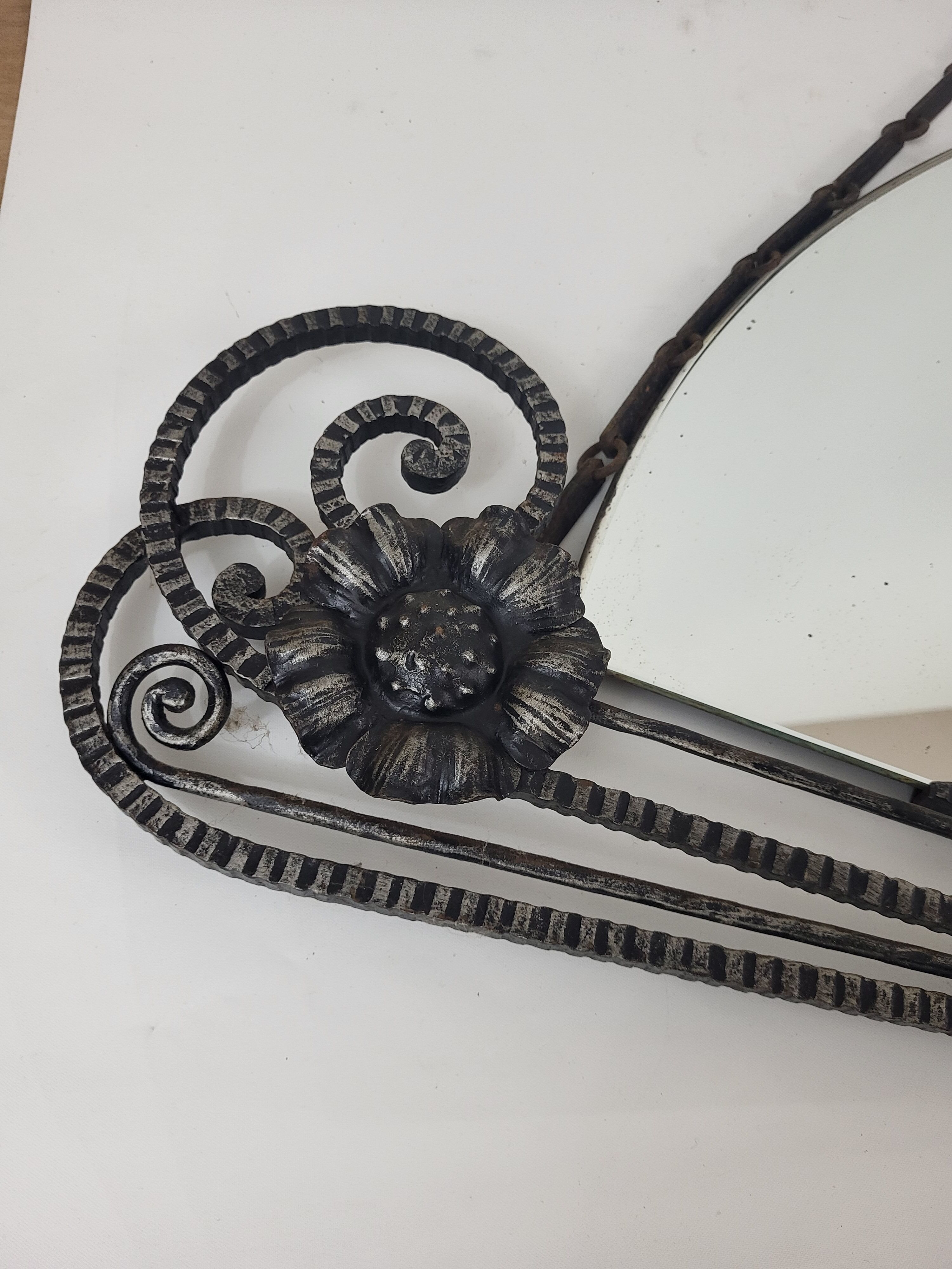 Art deco wrought iron mirror