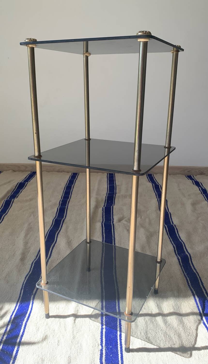 Old glass and brass stool