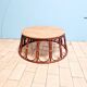 Rattan and oak coffee table