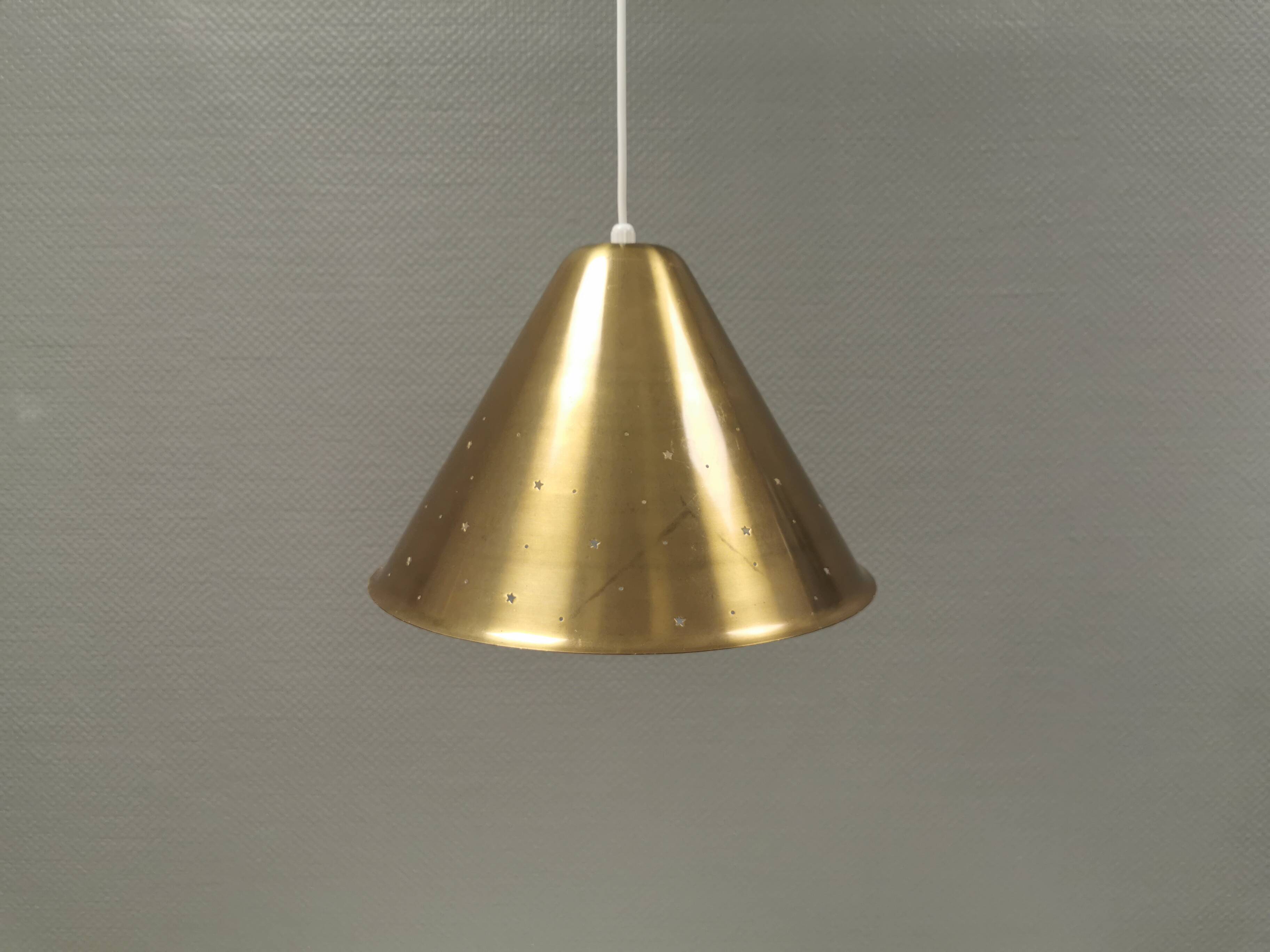 Hanging lamp from Danish Fog&Mørup 1950s, made of solid brass.