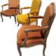 Suite de fauteuils Louis XV en bois sculpté – velours ocre et safran