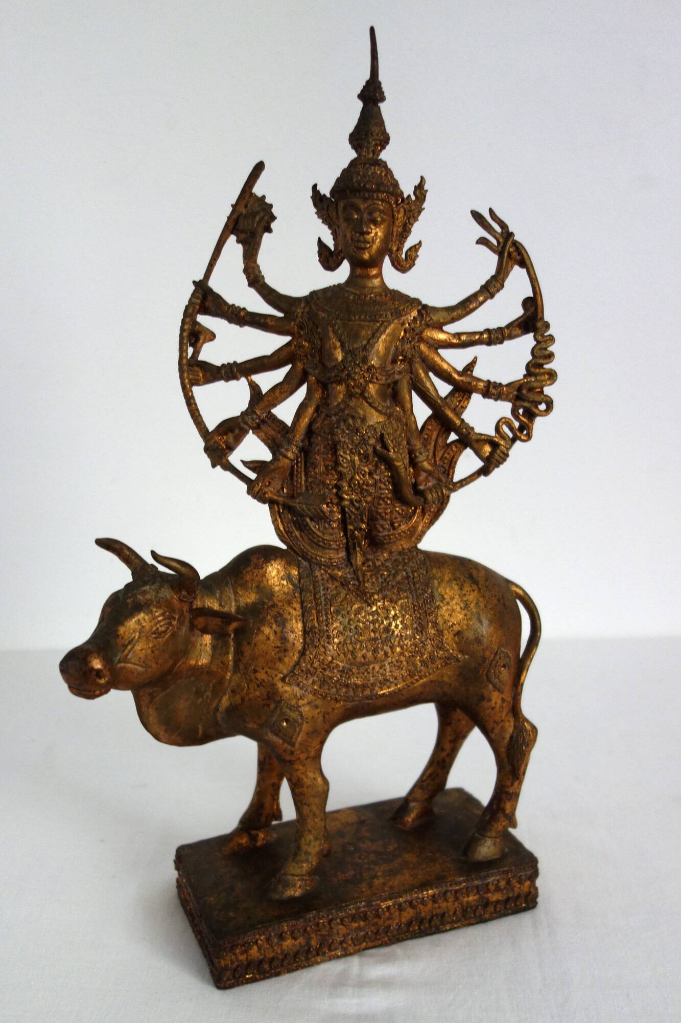 Golden bronze statue of Shiva on Nandi, India, mid-20th century.