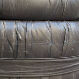 Pouf in vinile e legno con scaletta e scomparto, Italia Anni '60